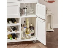 SoBuy Servierwagen mit Flaschenablagen Küchenwagen Rollwagen Weiß FKW45-WN