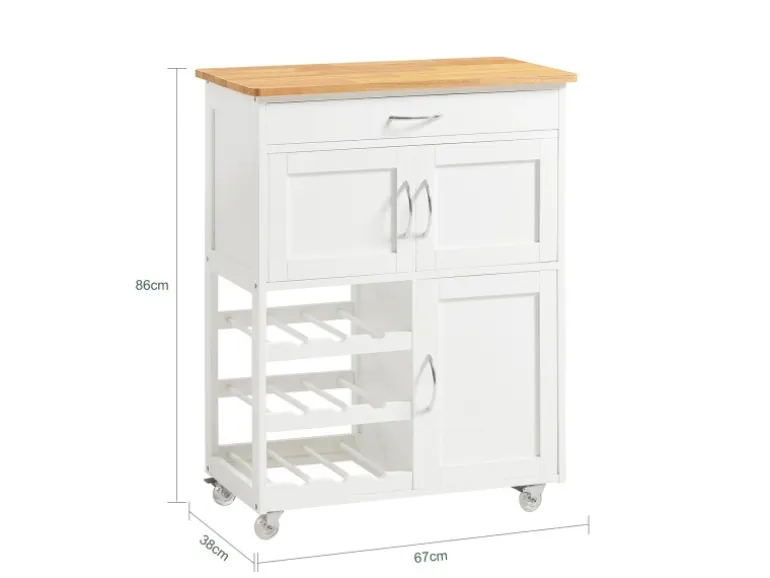 SoBuy Servierwagen mit Flaschenablagen Küchenwagen Rollwagen Weiß FKW45-WN