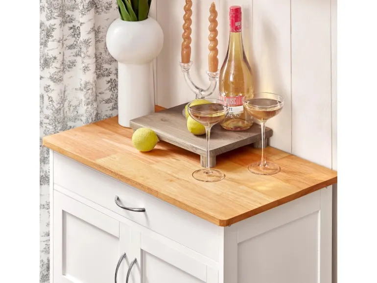 SoBuy Servierwagen mit Flaschenablagen Küchenwagen Rollwagen Weiß FKW45-WN