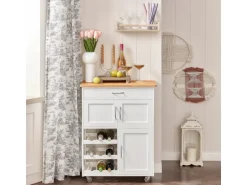 SoBuy Servierwagen mit Flaschenablagen Küchenwagen Rollwagen Weiß FKW45-WN