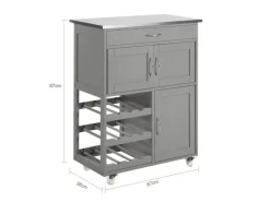 SoBuy Servierwagen mit Flaschenablagen Küchenwagen Rollwagen Hellgrau FKW45-HG