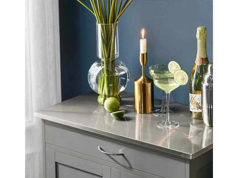 SoBuy Servierwagen mit Flaschenablagen Küchenwagen Rollwagen Hellgrau FKW45-HG