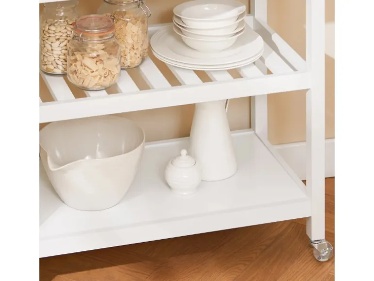 SoBuy Servierwagen mit Schublade und 2 Ablagen Rollwagen Küchenwagen FKW47-II-W