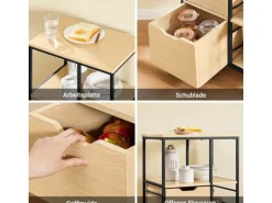 SoBuy Servierwagen Rollwagen mit Schubladen Küchenwagen mit 3 Ablagen 53x88x37cm FKW111-N