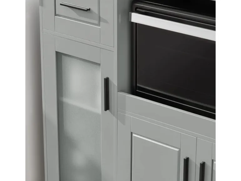 SoBuy Sideboard auf Rollen Küchenwagen Mikrowellenschrank Rollwagen FSB78-HG