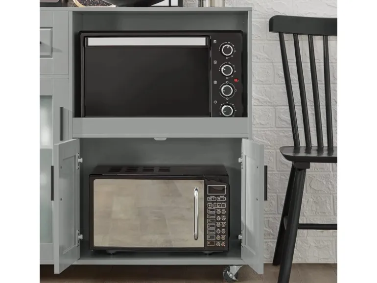 SoBuy Sideboard auf Rollen Küchenwagen Mikrowellenschrank Rollwagen FSB78-HG