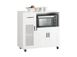 SoBuy Sideboard auf Rollen Küchenwagen Mikrowellenschrank Rollwagen FSB78-W