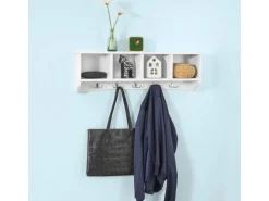 SoBuy Wandgarderobe mit 5 Haken Holzwerkstoff Weiß FRG48-L-W
