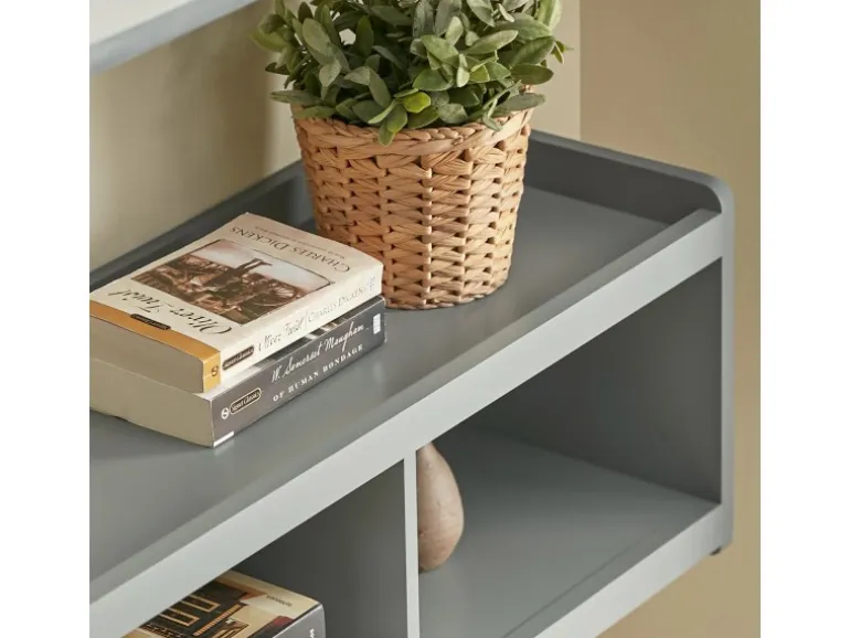 SoBuy Wandgarderobe mit 3 Körben und 4 Haken MDF Grau FHK28-HG