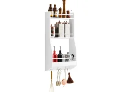 SoBuy Wandregal Gewürzregal Küchenregal mit 3 Ablagen Badregal Weiß KCR12-W