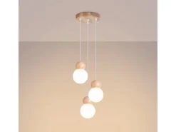 Sollux Lighting Hängeleuchte Pekka 3P Weiß/Naturfarbenes Holz