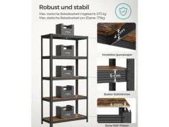 Songmics Lagerregal 40 cm x 90 cm x 180 cm Braun-Schwarz