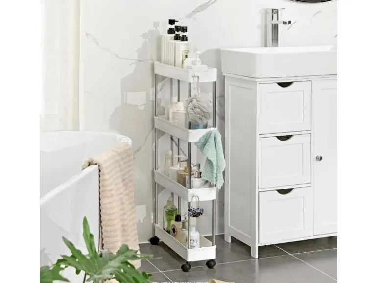 Songmics Nischenregal 4 Ebenen 12,5 cm x 40 cm x 88 cm Weiß