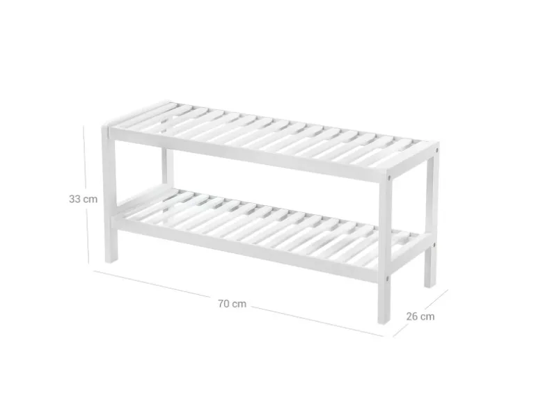 Songmics Schuhregal Bambus 26 cm x 70 cm x 33 cm Weiß