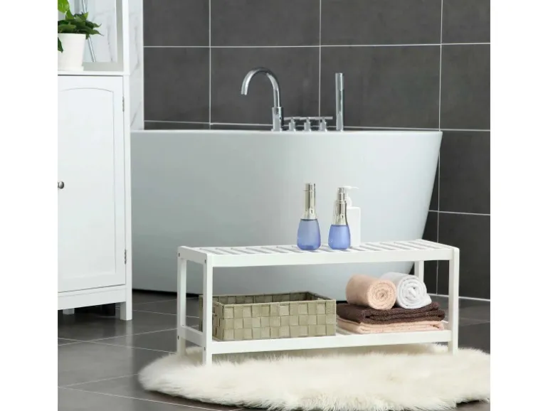 Songmics Schuhregal Bambus 26 cm x 70 cm x 33 cm Weiß