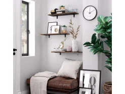 Songmics Schweberegal 60 cm x 20 cm x 7 cm Braun-Schwarz