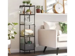 Songmics Standregal 30 cm x 30 cm x 123,5 cm Schwarz-Transparent