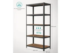 Songmics Standregal 50 cm x 100 cm x 200 cm Braun-Schwarz