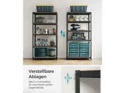 Songmics Standregal 50 cm x 100 cm x 200 cm Braun-Schwarz