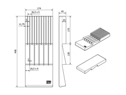 SOTECH Bambus Messereinsatz 448 x 174 x 45 mm Für ORGA-BOX 1 Besteckeinsätze Ab 497 mm 600 mm Korpusbreite