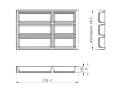 SOTECH Besteckeinsatz SEPARADO Individual Silbergrau Genarbt 300 x 474 x 51 mm Schubladeneinsatz Ab 40cm Schrankbreite