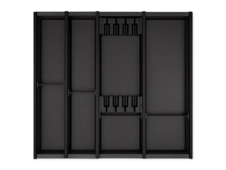 SOTECH Cuisio Besteckeinsatz 55mm Höhe Transluzent Anthrazit mit Messerblock Für Blum Legrabox 473mm Korpusbreite 600mm
