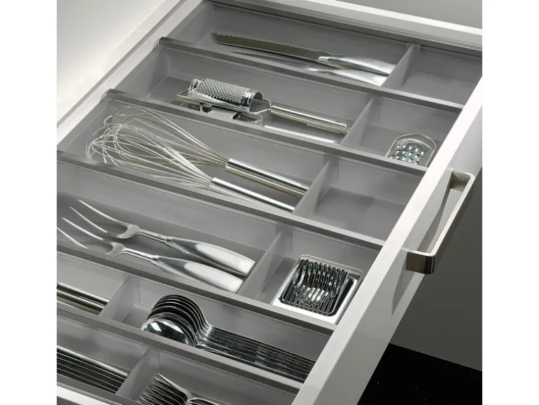 SOTECH Cuisio Besteckeinsatz 55mm Transluzent Graphitgrau mit Messerblock Für Blum Legrabox 473mm mit Korpusbreite 600mm