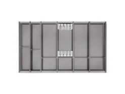 SOTECH Cuisio Besteckeinsatz 55mm Transluzent Graphitgrau mit Messerblock Für Blum Legrabox 473mm mit Korpusbreite 900mm