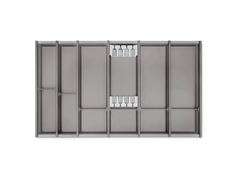 SOTECH Cuisio Besteckeinsatz 55mm Transluzent Graphitgrau mit Messerblock Für Blum Legrabox 473mm mit Korpusbreite 900mm
