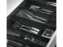 SOTECH Cuisio Besteckeinsatz Höhe 55mm Transluzent Anthrazit mit Messerblock Für Blum Legrabox 473mm Korpusbreite 450mm