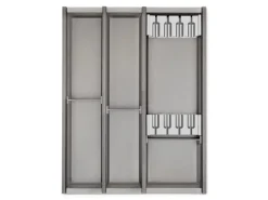 SOTECH Cuisio Besteckeinsatz 55mm Transluzent Graphitgrau mit Messerblock Für Blum Legrabox 473mm mit Korpusbreite 450mm