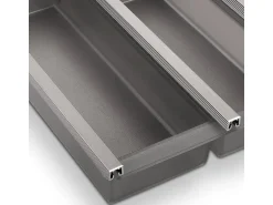 SOTECH Cuisio Besteckeinsatz 55mm Transluzent Graphitgrau mit Messerblock Für Blum Legrabox 473mm mit Korpusbreite 450mm