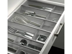 SOTECH Cuisio Besteckeinsatz 55mm Transluzent Graphitgrau mit Messerblock Für Blum Legrabox 473mm mit Korpusbreite 450mm