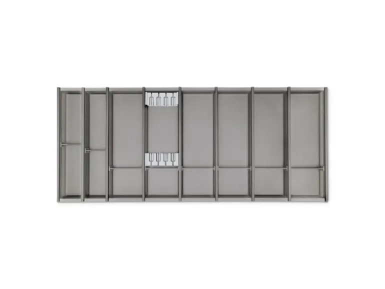 SOTECH Cuisio Besteckeinsatz 55mm Transluzent Graphitgrau mit Messerblock Für Blum Legrabox 473mm Korpusbreite 1200mm