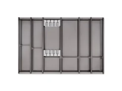 SOTECH Cuisio Besteckeinsatz 55mm Transluzent Graphitgrau mit Messerblock Für Blum Legrabox 473mm mit Korpusbreite 800mm