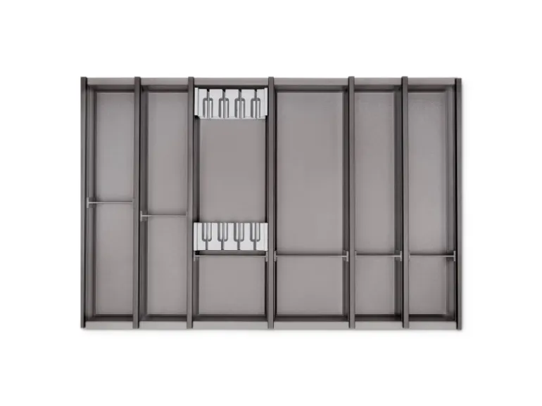 SOTECH Cuisio Besteckeinsatz 55mm Transluzent Graphitgrau mit Messerblock Für Blum Legrabox 473mm mit Korpusbreite 800mm