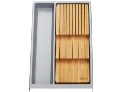 SOTECH Mehrzweckeinsatz SEPARADO Individual Silbergrau Genarbt 300x474x51mm Schubladeneinsatz inkl. Bambus Messereinsatz