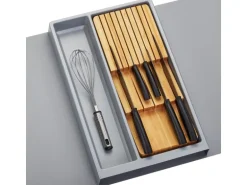 SOTECH Mehrzweckeinsatz SEPARADO Individual Silbergrau Genarbt 300x474x51mm Schubladeneinsatz inkl. Bambus Messereinsatz
