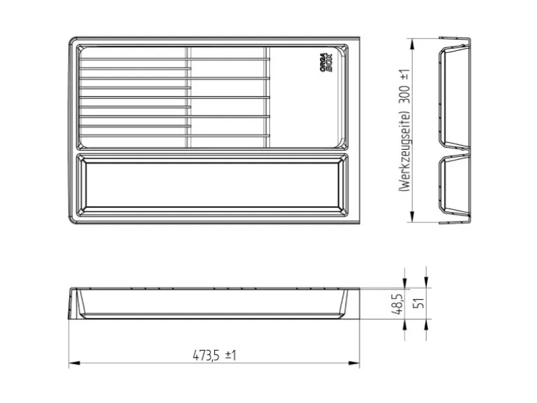 SOTECH Mehrzweckeinsatz SEPARADO Individual Schiefergrau Genarbt 300x474x51mm Schubladeneinsatz inkl. Messereinsatz