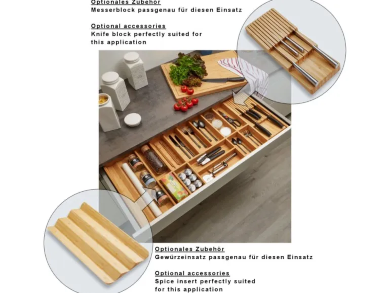 SOTECH ORGA-BOX 3 Bambus Besteckeinsatz Für 120er Schublade 473x1097x56 mm 15 Fächer Für Nobilia Küchen Ab August 2012