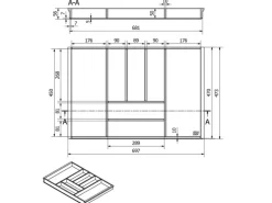 SOTECH ORGA-BOX 3 Bambus Besteckeinsatz Für 80er Schublade 473x697x56 mm mit 7 Fächer Für Nobilia Küchen Ab August 2012