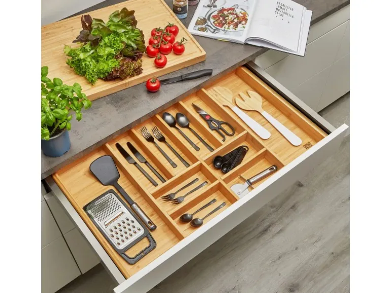 SOTECH ORGA-BOX 3 Bambus Besteckeinsatz Für 90er Schublade 473x797x56 mm mit 10 Fächer Für Nobilia Küchen Ab August 2012