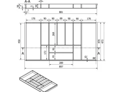 SOTECH ORGA-BOX 3 Bambus Besteckeinsatz Für 100er Schublade 473x897x56 mm 11 Fächer Für Nobilia Küchen Ab August 2012