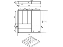 SOTECH Orga-Box-1 Bambus Besteckeinsatz 6 Fächer Für Blum Tandembox Antaro Schubladen 519x473x56 mm im 60er Schrank