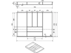 SOTECH Orga-Box-1 Bambus Besteckeinsatz 7 Fächer Für Blum Tandembox Antaro Schubladen 719x473x56 mm im 80er Schrank
