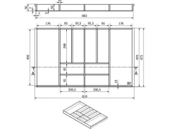 SOTECH Orga-Box-1 Bambus Besteckeinsatz 10 Fächer Für Blum Tandembox Antaro Schubladen 819x473x56 mm im 90er Schrank