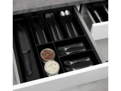 SOTECH ORGA-BOX-2 Besteckeinsatz Tiefe 462 mm Höhe 50,5 mm Für Nobilia Küchen Canvas Struktur Anthrazit Breite 409 mm