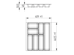 SOTECH ORGA-BOX-2 Besteckeinsatz Tiefe 462 mm Höhe 50,5 mm Für Nobilia Küchen Canvas Struktur Anthrazit Breite 409 mm
