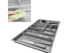 SOTECH ORGA-BOX-2 Besteckeinsatz Tiefe 462 mm Höhe 50,5 mm Für Nobilia Küchen Canvas Struktur Silbergrau Breite 809 mm