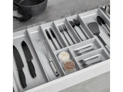 SOTECH ORGA-BOX-2 Besteckeinsatz Tiefe 462 mm Höhe 50,5 mm Für Nobilia Küchen Canvas Struktur Silbergrau Breite 809 mm